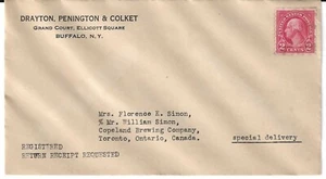 USA - Scott's #599 unmailed Drayton, Penington & Colket Cover to Canada - Bild 1 von 1