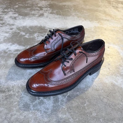 Zapatos Stafford Para Hombre Talla 8 Marrón Punta de Ala Brogue Cuero Vestido Hecho en EE. UU. Foto 1 de 4