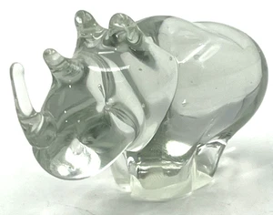 Ngwenya Glass Hand Blown Recycled Glass Rhinoceros Figurine 2" x 1.25" Swaziland - Picture 1 of 9