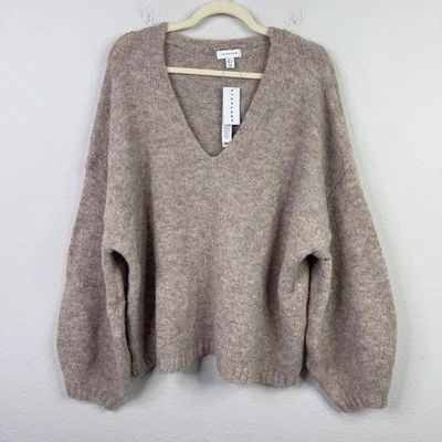 Suéter Topshop L Marrón Mezcla Lana Tejido Minimalista Gran Tamaño Boho Neutro Acogedor Foto 1 de 4