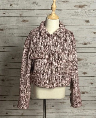 Chaqueta Zara Borgoña/Blanco Espiga Manga Larga Frontal A Presión Talla 11-12 Foto 1 de 4