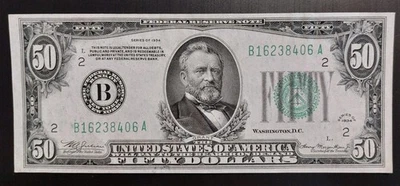 1934 $50 Bill NY B District UNC Crisp FRN New York Federal Reserve Note NO FOLDS - Image 1 of 2