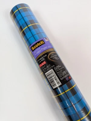 Scotch 75th Anniversary Limited Edition Blue Plaid Wrapping Paper 75 Sq Ft RARE - Image 1 of 4