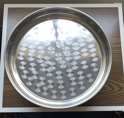 Round Tray with Swirl Pattern 16-Inch Stainless Steel Pre Owned - Image 1 of 4