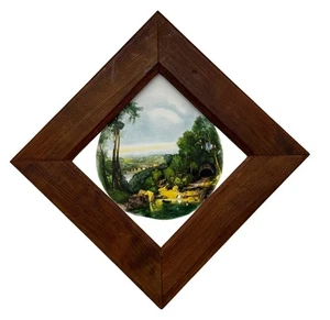 "Lote de 2 marcos de madera escénicos de azulejos H&R Johnson de colección hechos en Inglaterra 9,5"" X 9,5""" - Imagen 1 de 5