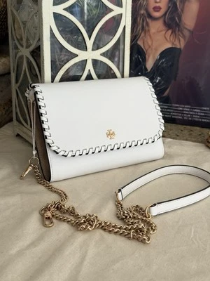 Nuevo CARTERA TORY BURCH EMERSON CADENA WHIPSTITCH BANDOLERA ÓPTICA BLANCA Foto 1 de 4