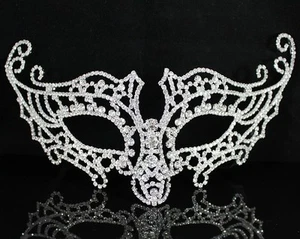 SEXY MASK CLEAR AUSTRIAN RHINESTONE CRYSTAL PARTY BRIDAL COSTUME BRIDAL B1373 - Picture 1 of 1