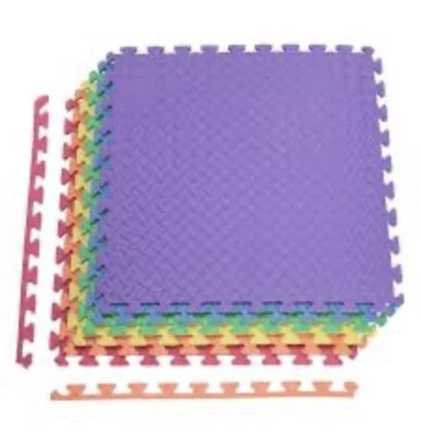 24pcs Puzzle Exercise Mat w/ EVA Foam Interlocking Tiles 96 Sq Ft GYM Colorful - Image 1 of 4