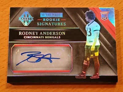 2019 Majestic Holo Silver #166 Rodney Anderson Oklahoma Bengals Auto #'d 18/25 - Image 1 of 2