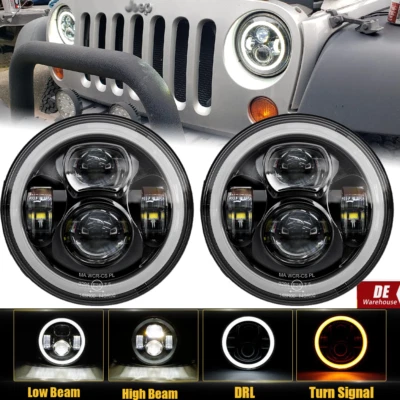 7 Zoll LED Scheinwerfer mit E-nummer Für 1997-2018 Jeep Wrangler JK CJ TJ - Bild 1 von 4