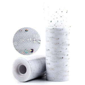 6" 25 yard Glitter Tulle Roll Spool Wedding Party Gift Wrap Fabric Craft Decor