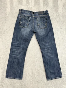 Axel Jeans Herren 38x31 blau Baumwolle Knopf Reißverschluss gerade Whiskering verblassen Etikett 38x32 - Bild 1 von 22