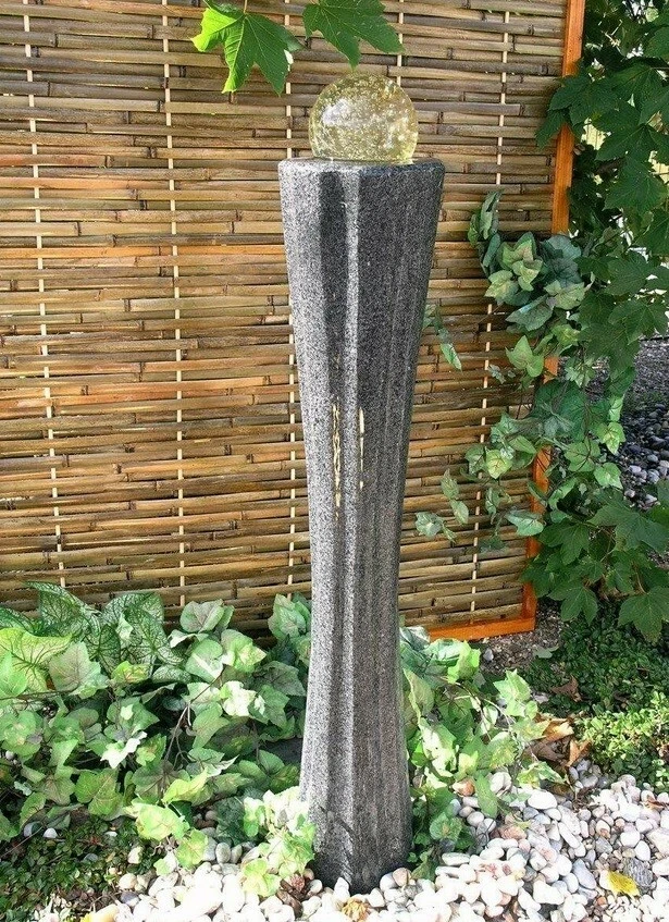 Wasserspiel Granitsäule mit LED Kugel Glas  Neu - Bild 1 von 1