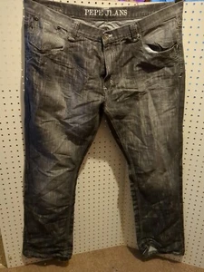 Pepe Jeans London Men's 44 X 34 Black Denim Distressed - Picture 1 of 9