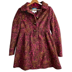 Anthropologie Plenty by Tracy Reese Pflaume Paisley Wollmischung Mantel Jacke Größe 2 - Bild 1 von 14
