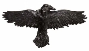 Black Raven Hair Slide, Grip, Clip, Gothic Crow, Pewter Bird, Alchemy England - Picture 1 of 4