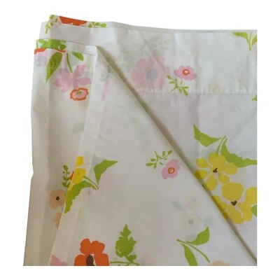 Prensa de Perma Vintage Midcentury Floral DOBLE Hoja Plana Sears Blanco Rosa Amarillo Foto 1 de 4