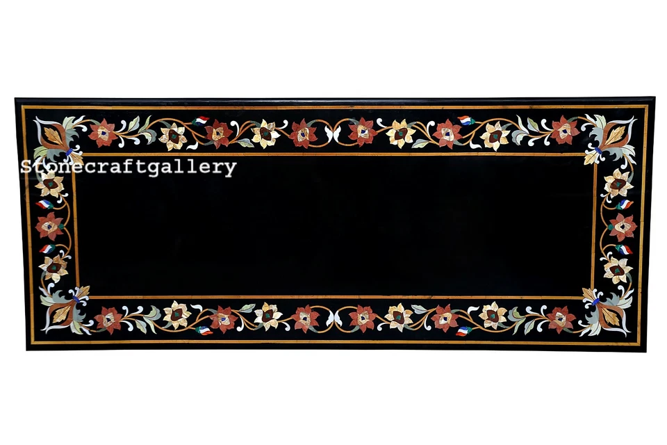 48" x 22" Marble Coffee Center Table Top Semi Precious Stone Inlay Handmade Work - Image 1 of 1