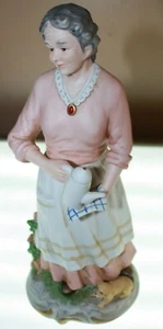 Homco Home Interiors Farm Women With Coffee Pot & Dog Figurine Ceramic 10" #1425 - Picture 1 of 5