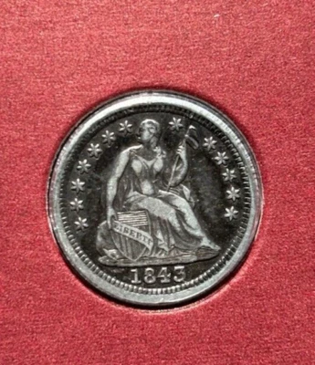 1843 Seated Liberty Half-Dime (90%) *Silver Historic Liberty Coin w/ Stamp - Image 1 of 4