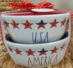 Rae Dunn Patriotic Stars 4th of July USA AMERICA set 4.75"W x 2.75"H bowls  New  - Picture 1 of 5