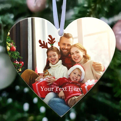 EDSG Personalised Acrylic Christmas Bauble Add Your Photo & Text Xmas Tree Decoration