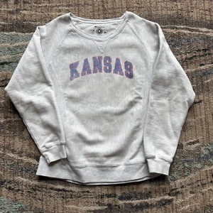 Women's Champion Reverse Weave Kansas Jayhawks Crewneck Pullover Sweatshirt Sz M - Picture 1 of 5