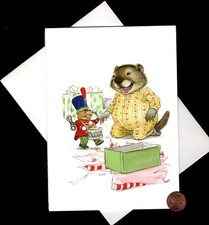 VINTAGE Possum Soldier Wind Up Toy - WALLACE TRIPP - Christmas Greeting Card 