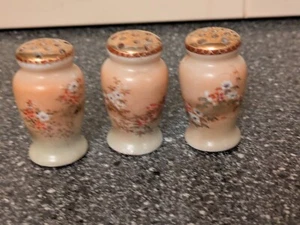3 VINTAGE HANDPAINTED JAPANESE SATSUMA SALT POTS - Picture 1 of 4