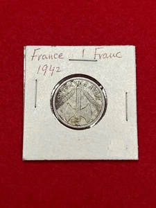 France  1 Franc coin, 1942. KM# 902, aluminum. German occupied Vichy State. WW2. - Picture 1 of 3