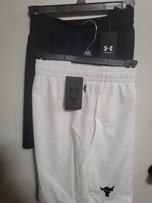 Shorts de corrida masculino tecido 2-NWTS-2024-Under Armour UA ROCK- 2XL-PRETO+BRANCO - Imagem 1 de 4