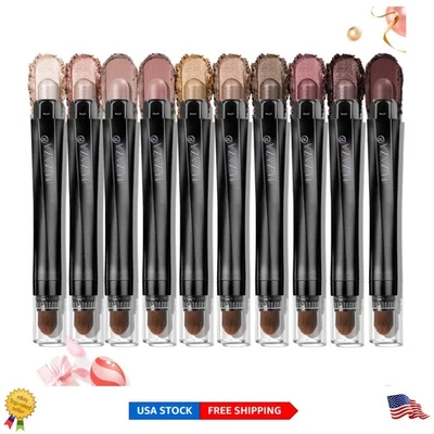 Juego de 10 PIEZAS Palos de Sombra de Ojos Marrón Metálico - A Prueba de Manchas, Maquillaje Impermeable Foto 1 de 4