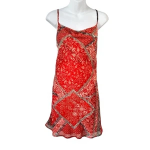 Vestido geométrico Lulus Y2K para mujer grande naranja floral hasta la rodilla forrado Fairycore - Imagen 1 de 12