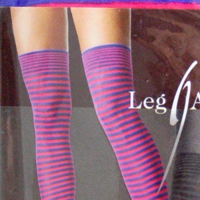 FUNKY MINI STRIPE THIGH HIGH STOCKINGS BY LEG AVENUE NEW IN BAG - Image 1 of 2