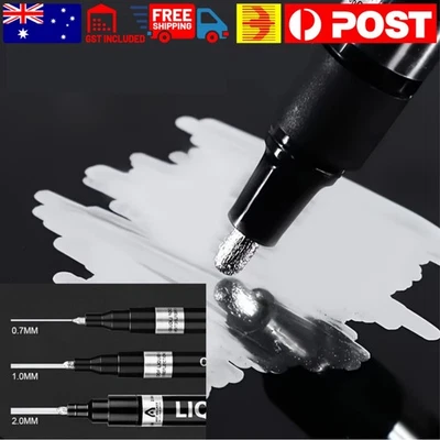 3pcs 0.7/1/2mm Silver Colour Gloss Mirror Liquid Chrome Marker Paint Pen Smooth - image 1 of 4