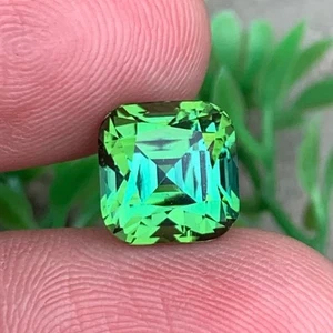 5,05 Karat bläulich grüner Turmalin Kissenschliff natürlicher Afghani lose Edelstein - Bild 1 von 5
