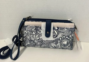 Sakroots Crossbody Bag Wallet Coated Canvas Navy Blue New  - Picture 1 of 9