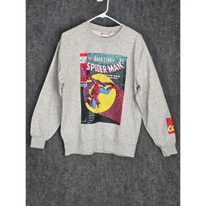 Marvel Amazing Spider-Man Comic Cover Graphic Sweatshirt Mens Size L Gray Retro - Picture 1 of 10