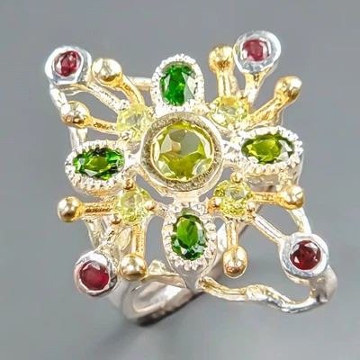Jewellery Natural Peridot Ring 925 Sterling Silver Size 6.5 /R441874 - Image 1 of 4
