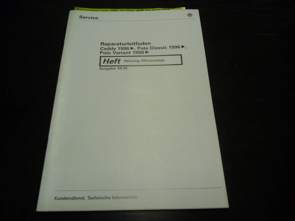 Manual de Taller VW Caddy Polo Classic Variante Calefacción Clima Stand 08/1998 - Imagen 1 de 1