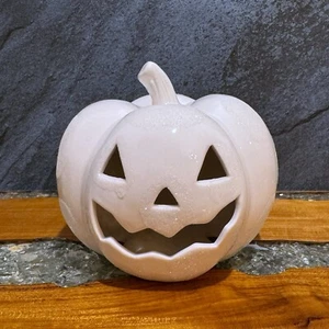 Target 2024 Hyde & EEK! Ceramic Icon White Jack-o-Lantern Face Halloween Pumpkin - Picture 1 of 7