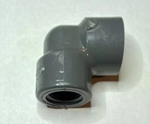 1/2" Schedule 80 Gray PVC Threaded 90° Elbow, FPT x FPT - Picture 1 of 2