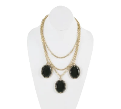 Colar Talbots NOVO US$ 50 19 polegadas tom dourado 3 fios corrente facetada pedras esfumaçadas - Imagem 1 de 4