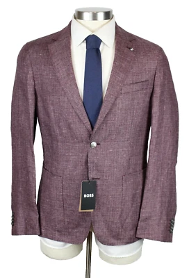 Hugo Boss Sport Coat 42 R Mens Purple Reda Linen Wool Hanry Slim Fit Blazer - Image 1 of 4