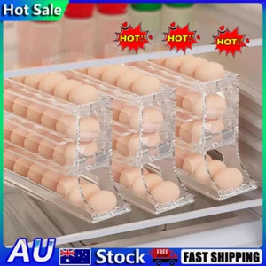 Automatic Roll-Down 4 layers Egg Dispenser Egg Storage Rack Kitchen Refrigerator - Picture 1 of 15