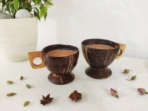 Hand Made Natural Coconut Shell Tea Cups For Every work - Picture 1 of 5
