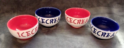 Juego de Helados 4 Cuencos Color 2 Azul 2 Rojo TOTALMENTE NUEVO Sin Marcar Foto 1 de 4