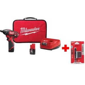 Milwaukee Screwdriver Kit 12V Lithium-Ion Cordless 1/4"Hex w/ 1.5Ah Batteries(2) - Picture 1 of 10