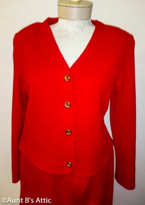 Suit Ladies Vintage 80's Classic Red 2Pc Robbie Sport Jacket & Skirt Medium - Image 1 of 4