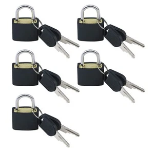 5 Pack Black Mini Padlocks With Keys Small Locks For Schoolbag Suitcase Backpack - Picture 1 of 5